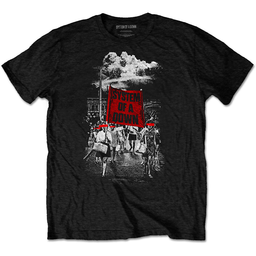 Image of System of a Down Unisex T-shirt - Banner Marches Rock Off